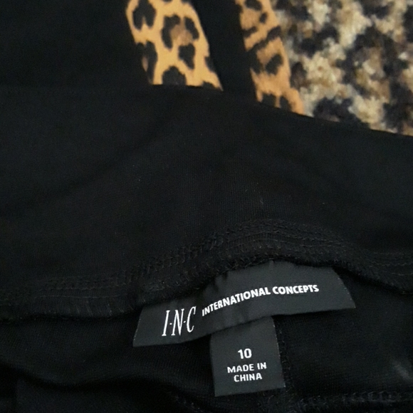 INC Stretchy Legging Ponte Pants Leopard Black 10 - Picture 2 of 5
